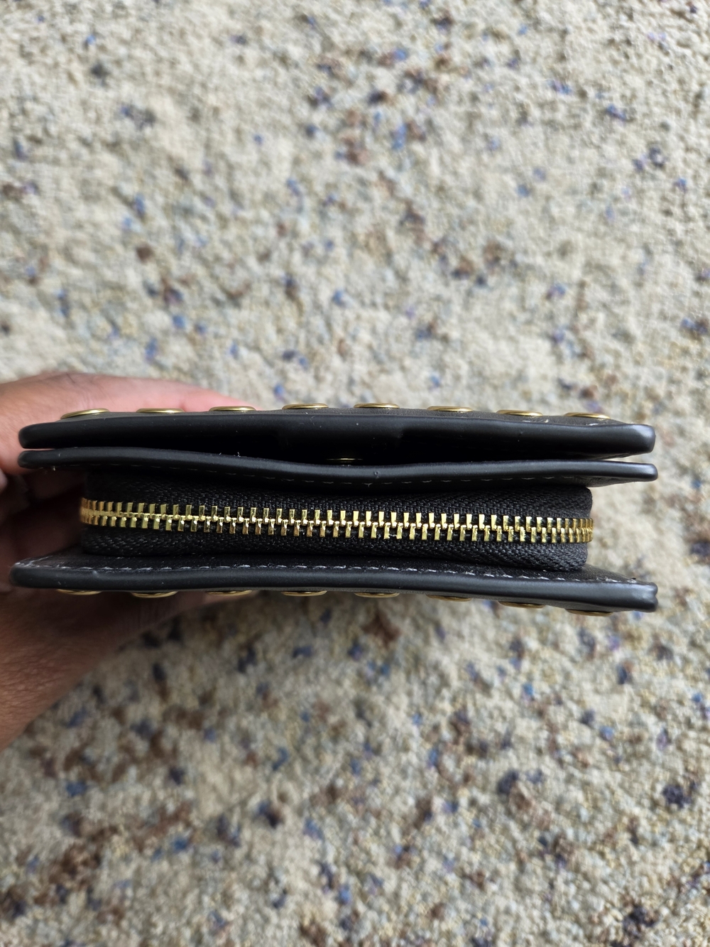 Coach Leather Grommet Snap Wallet Black Gold - Picture 7 of 10
